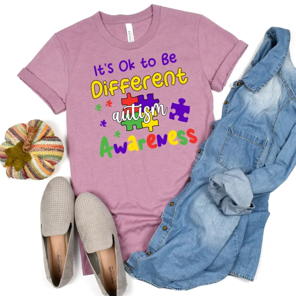 Autism Awareness - Autism Awareness Shirt - It's OK to Be Different, Autism Family Shirt, Autism Support Shirt 10009 - Personalized T-Shirt