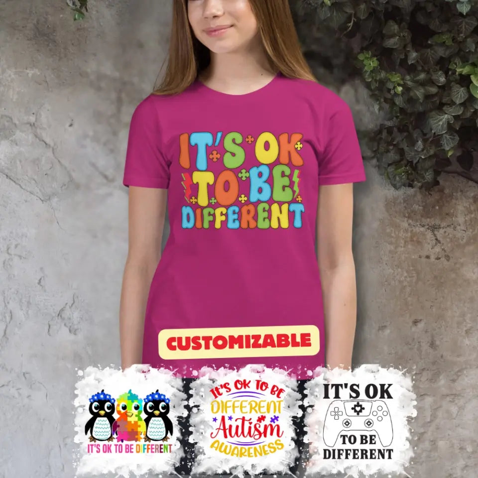 Autism Awareness - Autism Awareness Shirt - It's OK to Be Different, Autism Support Shirt 10009 - Personalized Youth, Kid T-Shirt