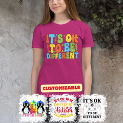 Autism Awareness - Autism Awareness Shirt - It's OK to Be Different, Autism Support Shirt 10009 - Personalized Youth, Kid T-Shirt