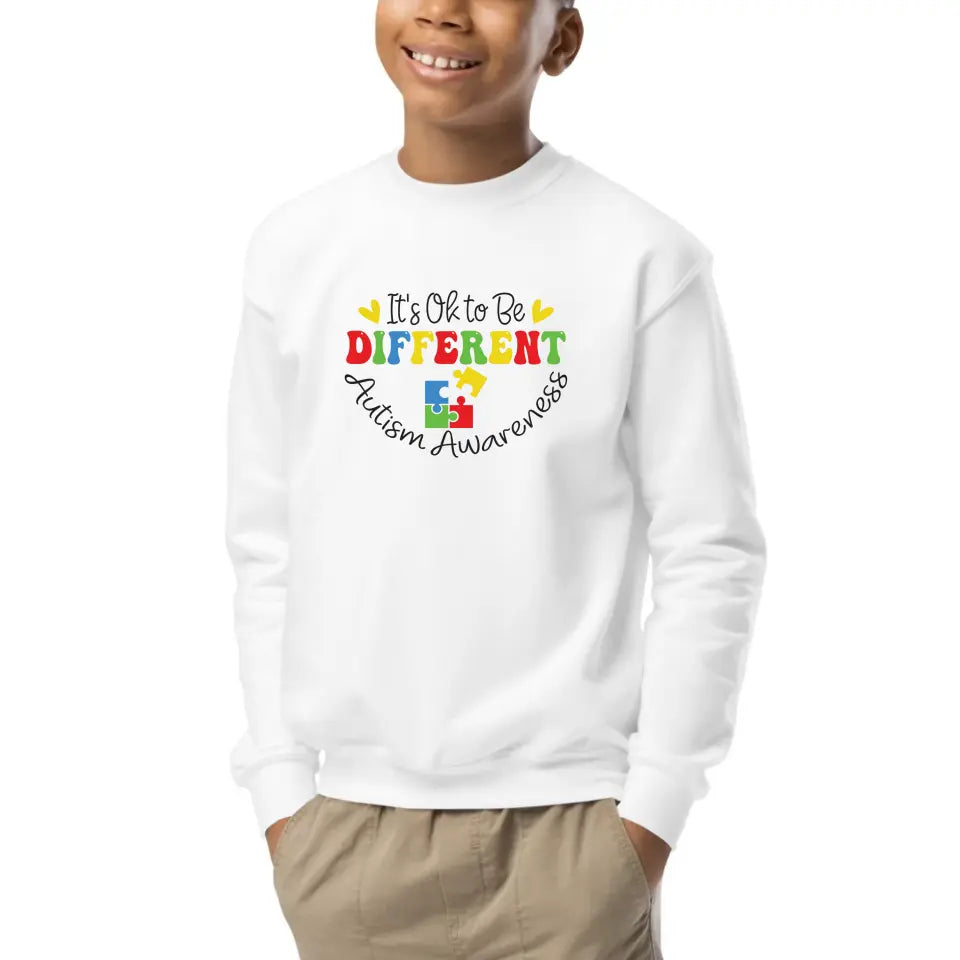 Autism Awareness - Autism Awareness Shirt - It's OK to Be Different, Autism Support Shirt 10009 - Personalized Youth, Kid Sweatshirt