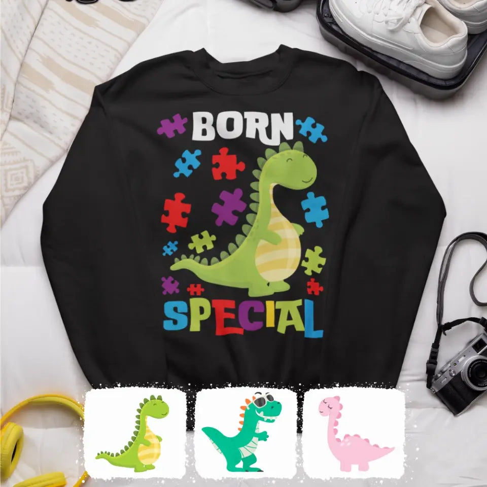 Autism Awareness - Autism Awareness Shirt - Born Special, Autism Dinosaur Shirt, Autism Support Shirt 10002 - Personalized Youth, Kid Sweatshirt