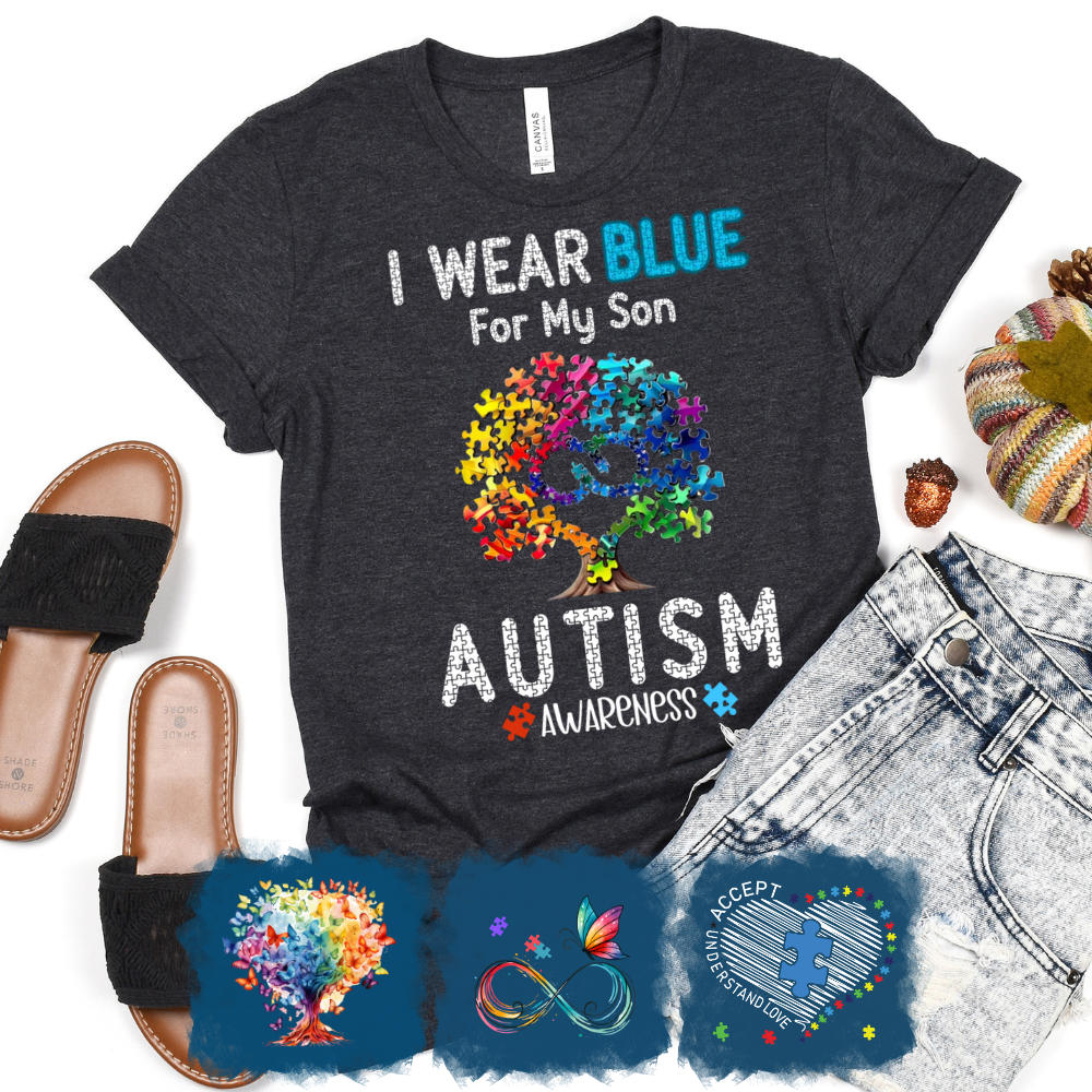 Autism Awareness - Autism Awareness Shirt - I Wear Blue, For My Son, For My Daughter, Autism Family Shirt, Autism Support Shirt 10006 - Personalized T-Shirt