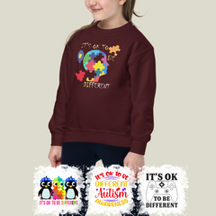 Autism Awareness - Autism Awareness Shirt - It's OK to Be Different, Autism Support Shirt 10009 - Personalized Youth, Kid Sweatshirt